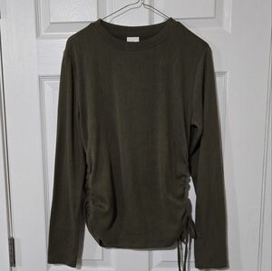 Green Long Sleeve Shirt With Ties On Sides